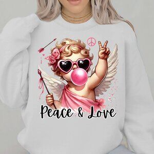 Valentine Sweatshirt, Cupid Peace and Love, Valentine's Day Shirt